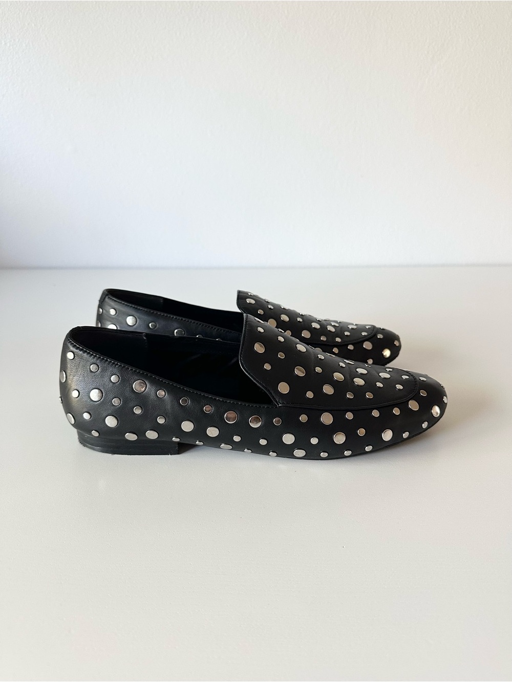 Kenneth Cole Black Leather Studded Loafers | Size 9.5M